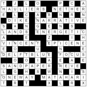 A completed crossword grid containing the solutions to the clues listed below.